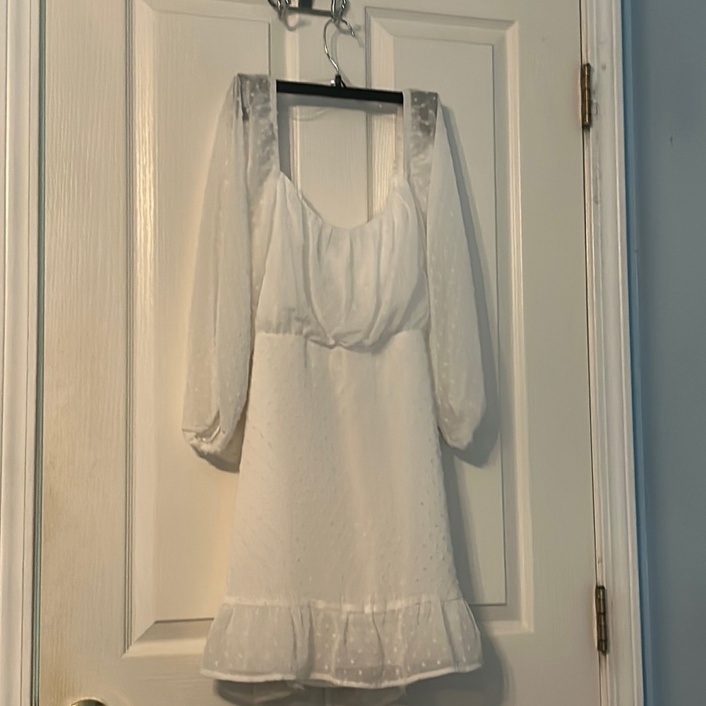 Medium Speechless White mini chiffon dress 3/4 sleeve